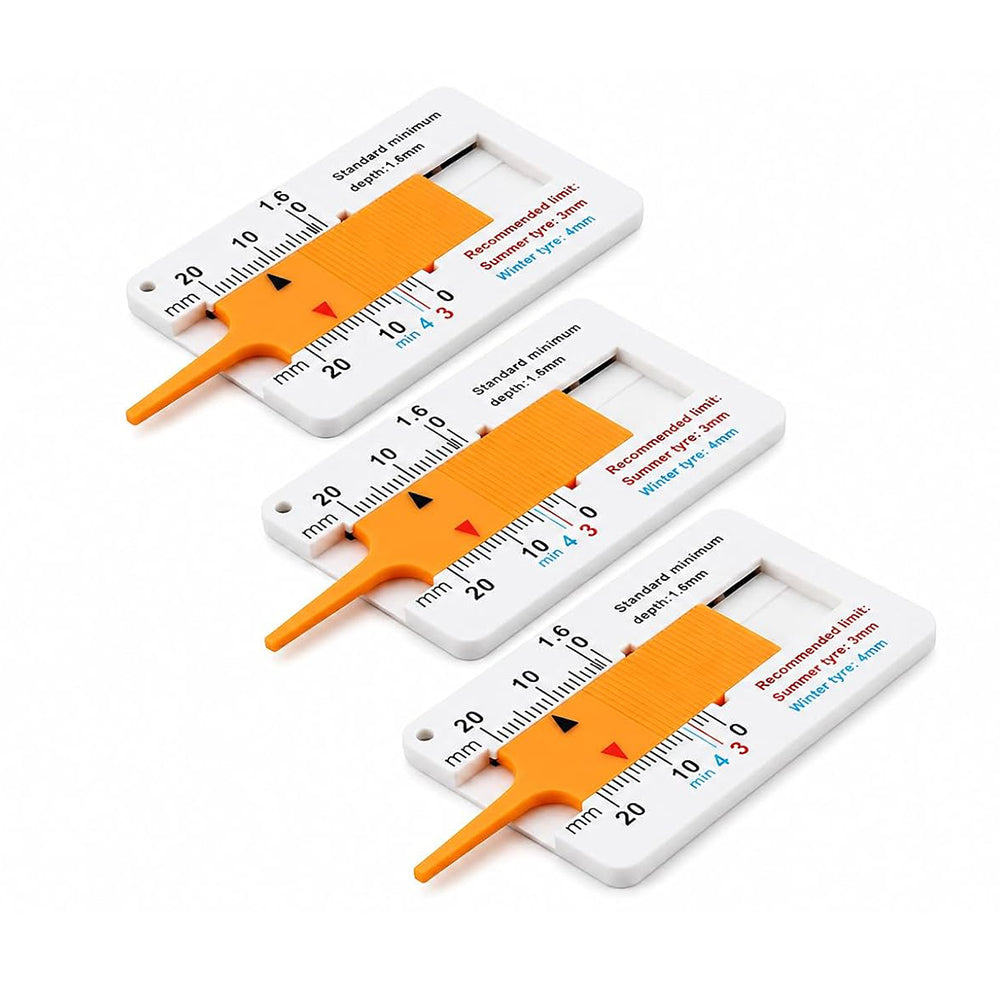 Tire Tread Depth Gauge 3-Piece Set – Car, Motorcycle & RV