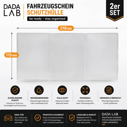 Fahrzeugschein Hülle 2er Set – Transparente Schutzhülle