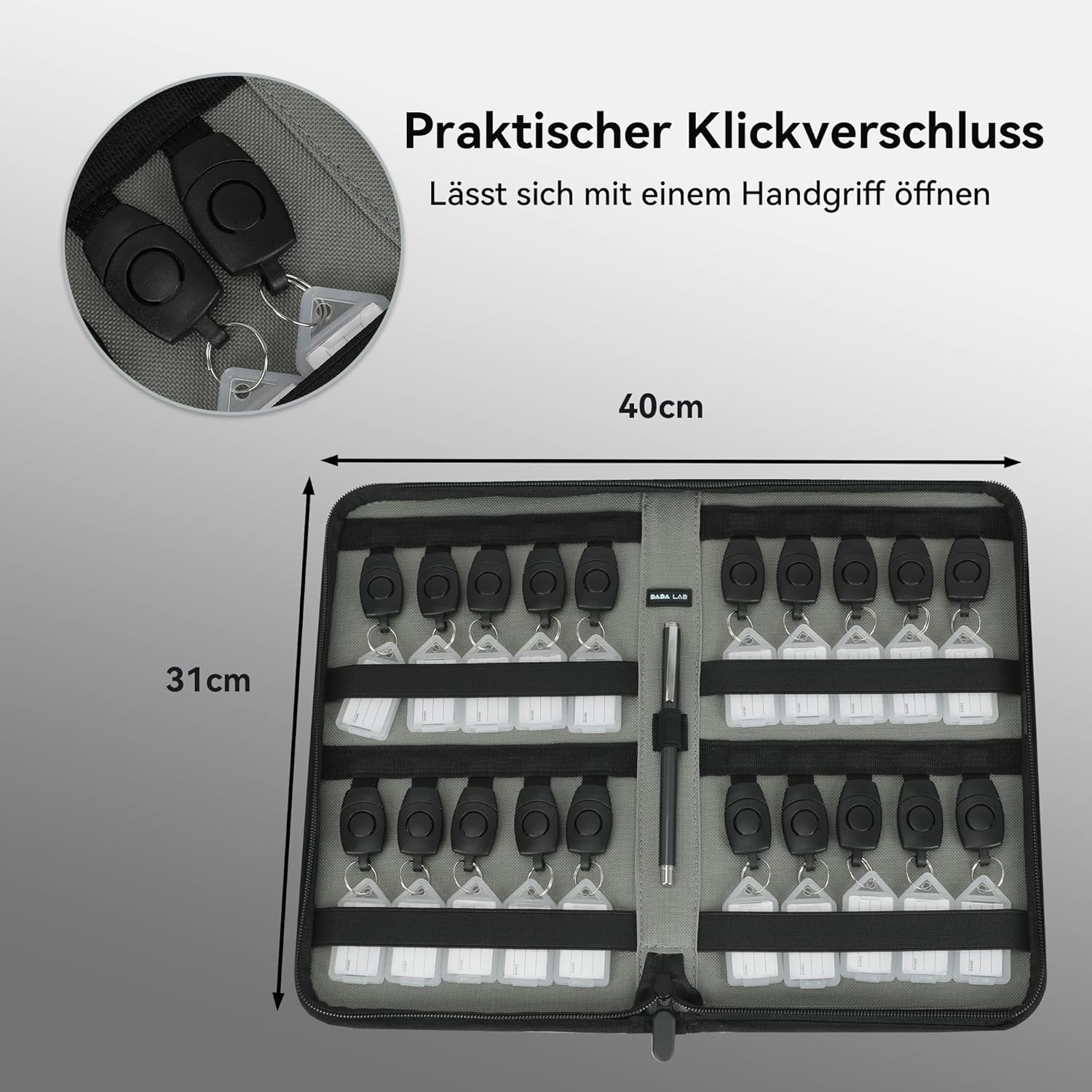 Key Wallet for 20 Keys – Key Organizer with Snap Fastener