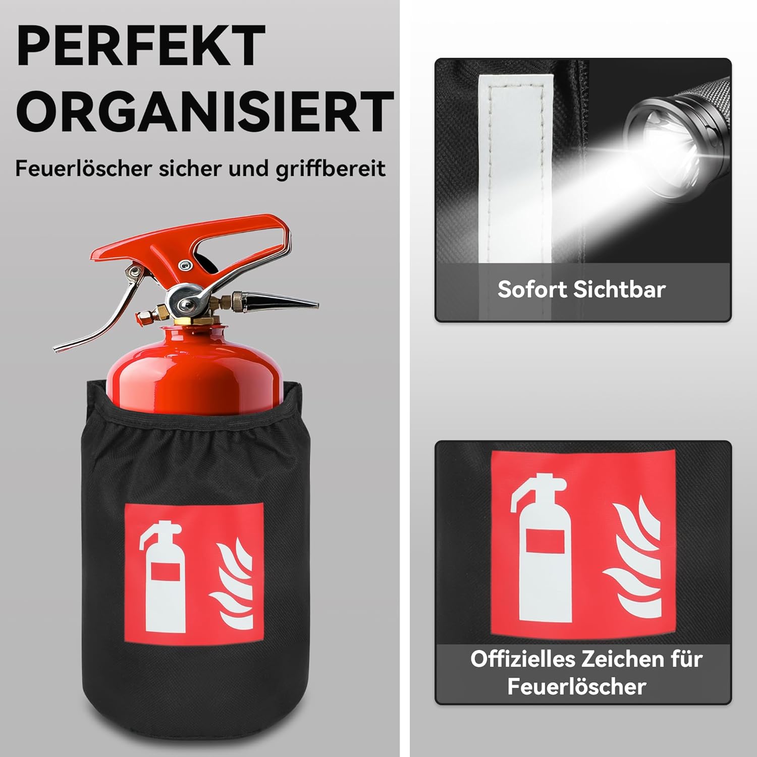 Fire Extinguisher Bag 1kg for Car – Vehicle Mount with Velcro Fastening