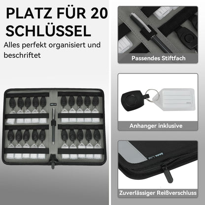Schlüsselmappe für 20 Schlüssel – Schlüssel Organizer mit Klickverschluss