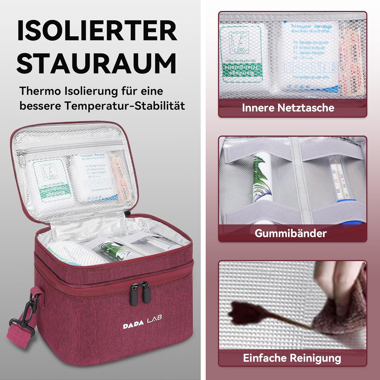 Medication Bag for Inhalation Devices – Water-Repellent Bag - Red
