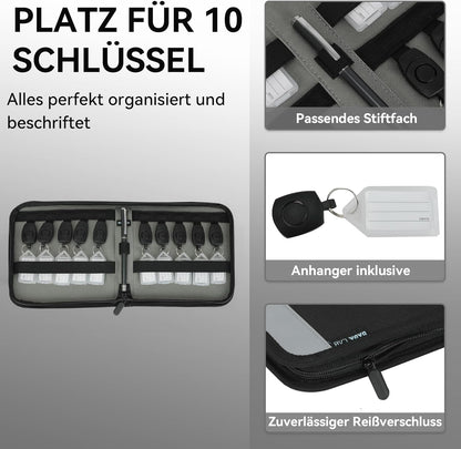 Schlüsselmappe für 10 Schlüssel – Schlüssel Organizer mit Klickverschluss