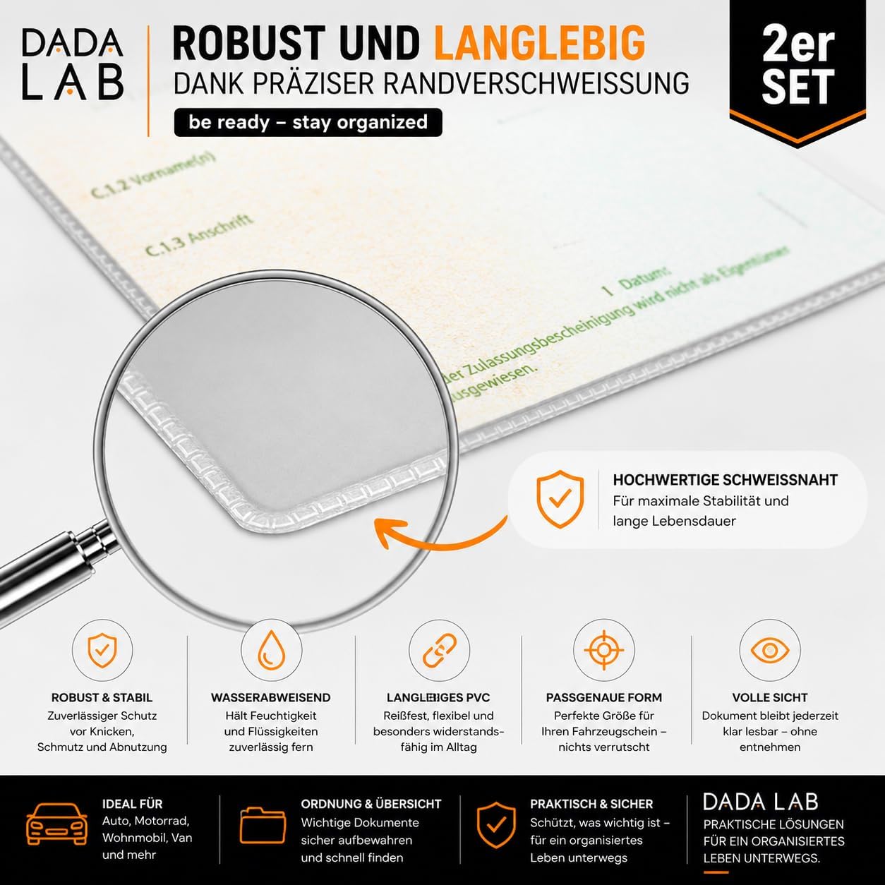 Fahrzeugschein Hülle 2er Set – Transparente Schutzhülle