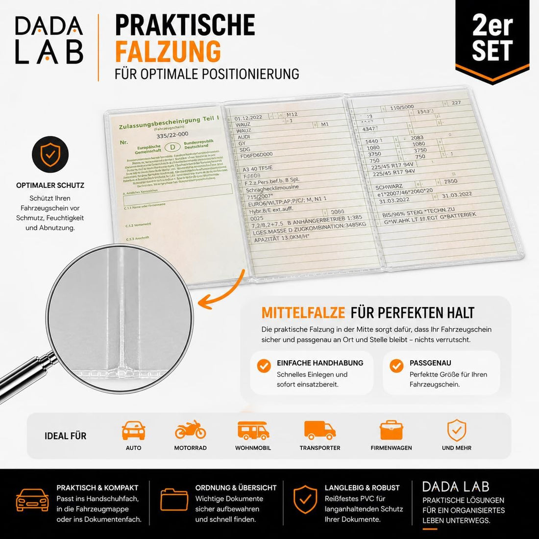 Vehicle Registration Document Holder 2-Pack – Transparent Protective Sleeve
