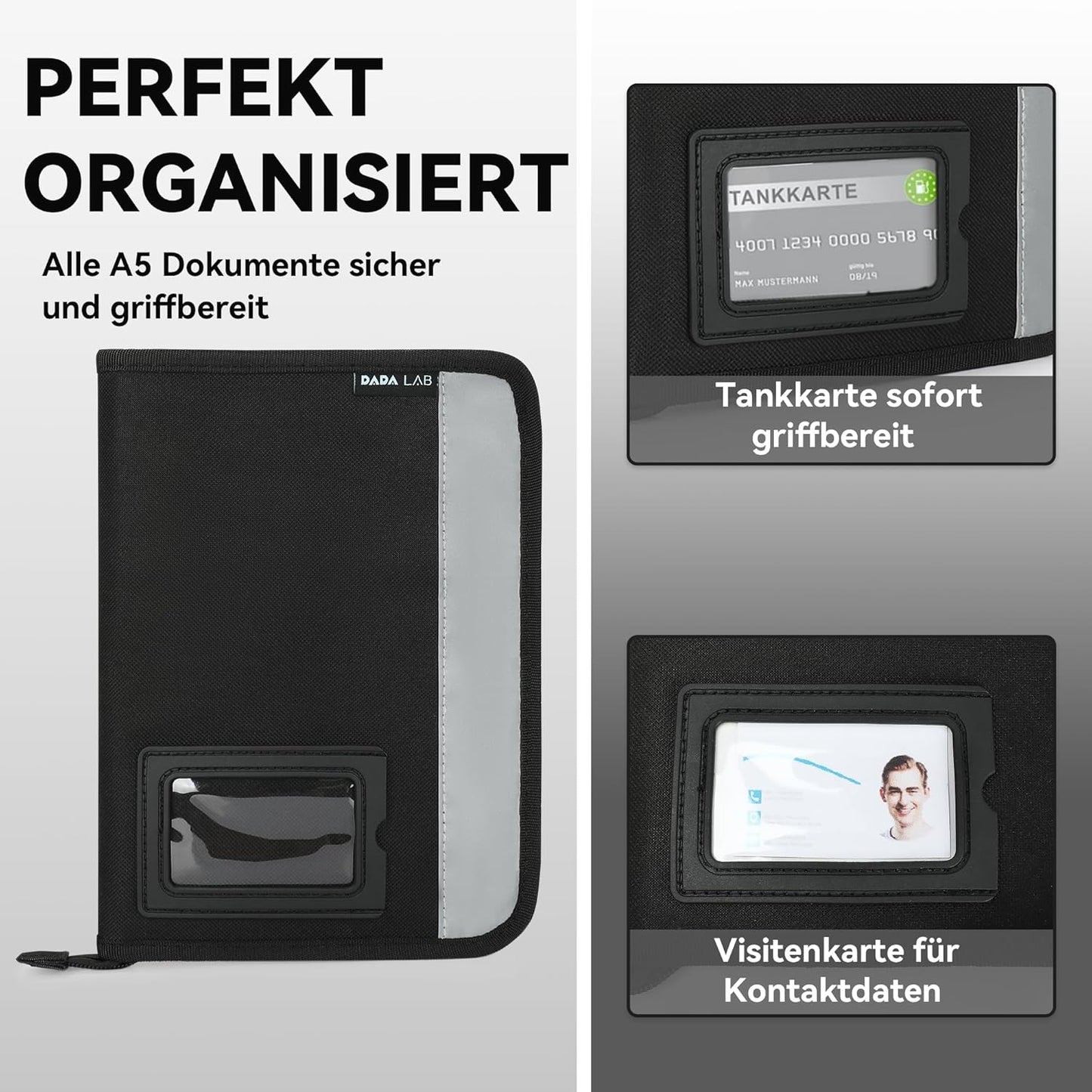 Fahrzeugmappe A5 – Handschuhfach Organizer Auto mit 4 Fächern