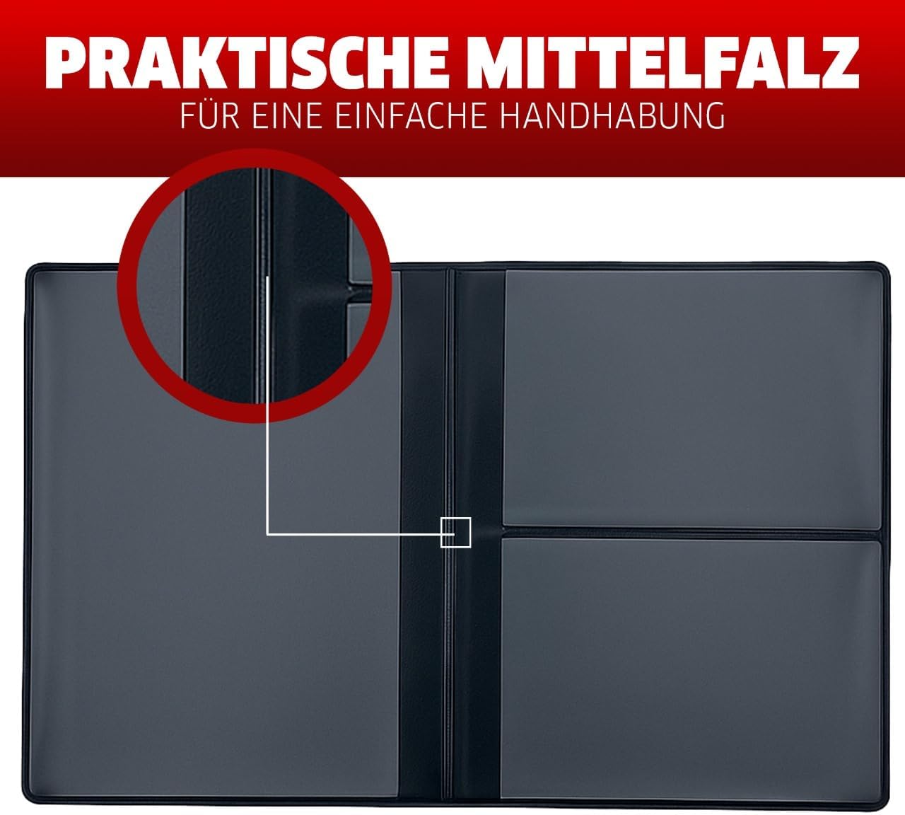 Fahrzeugscheinhüllen 5er Pack Schwarz – 4-Fach Dokumentenmappe mit 2 Kartenfächern