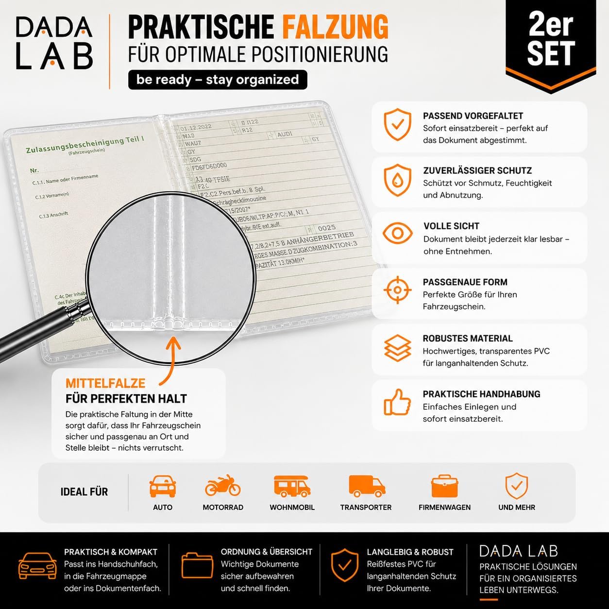 Fahrzeugschein Hülle 2er Set – Transparente Schutzhülle