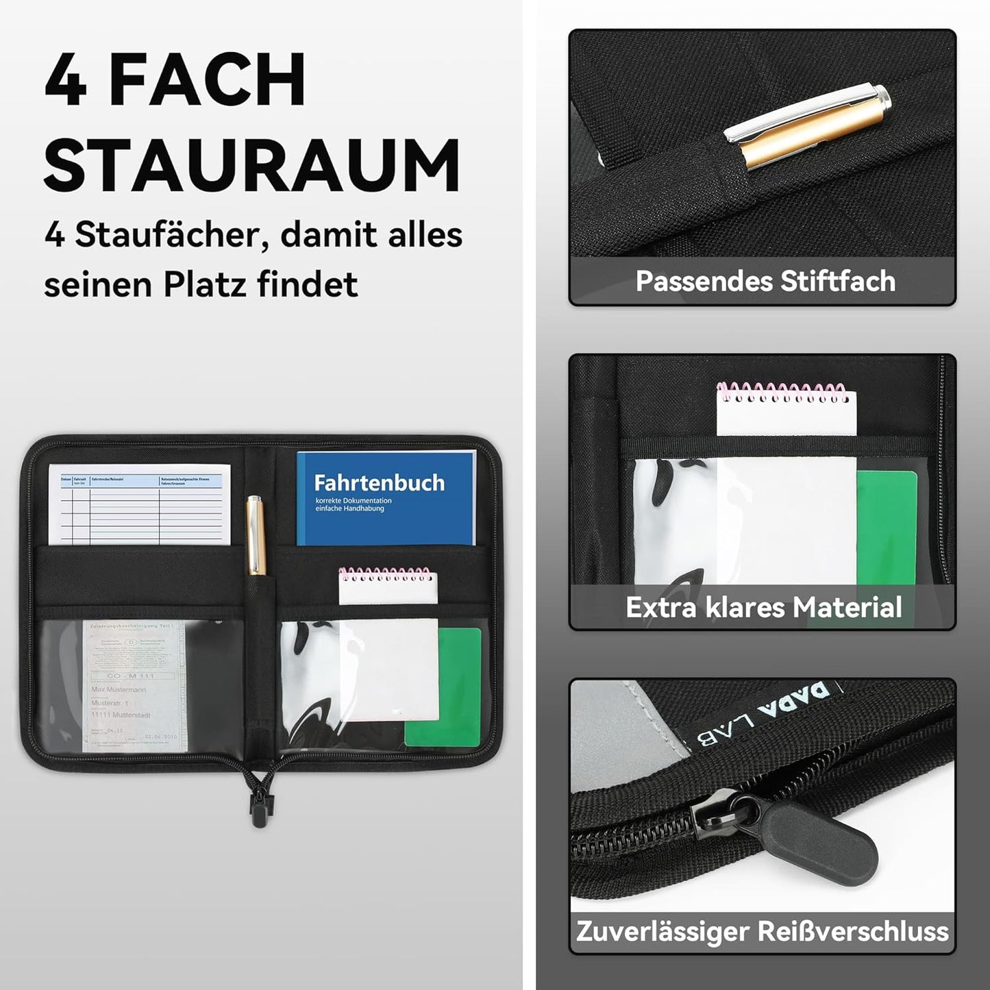 Fahrzeugmappe A5 – Handschuhfach Organizer Auto mit 4 Fächern