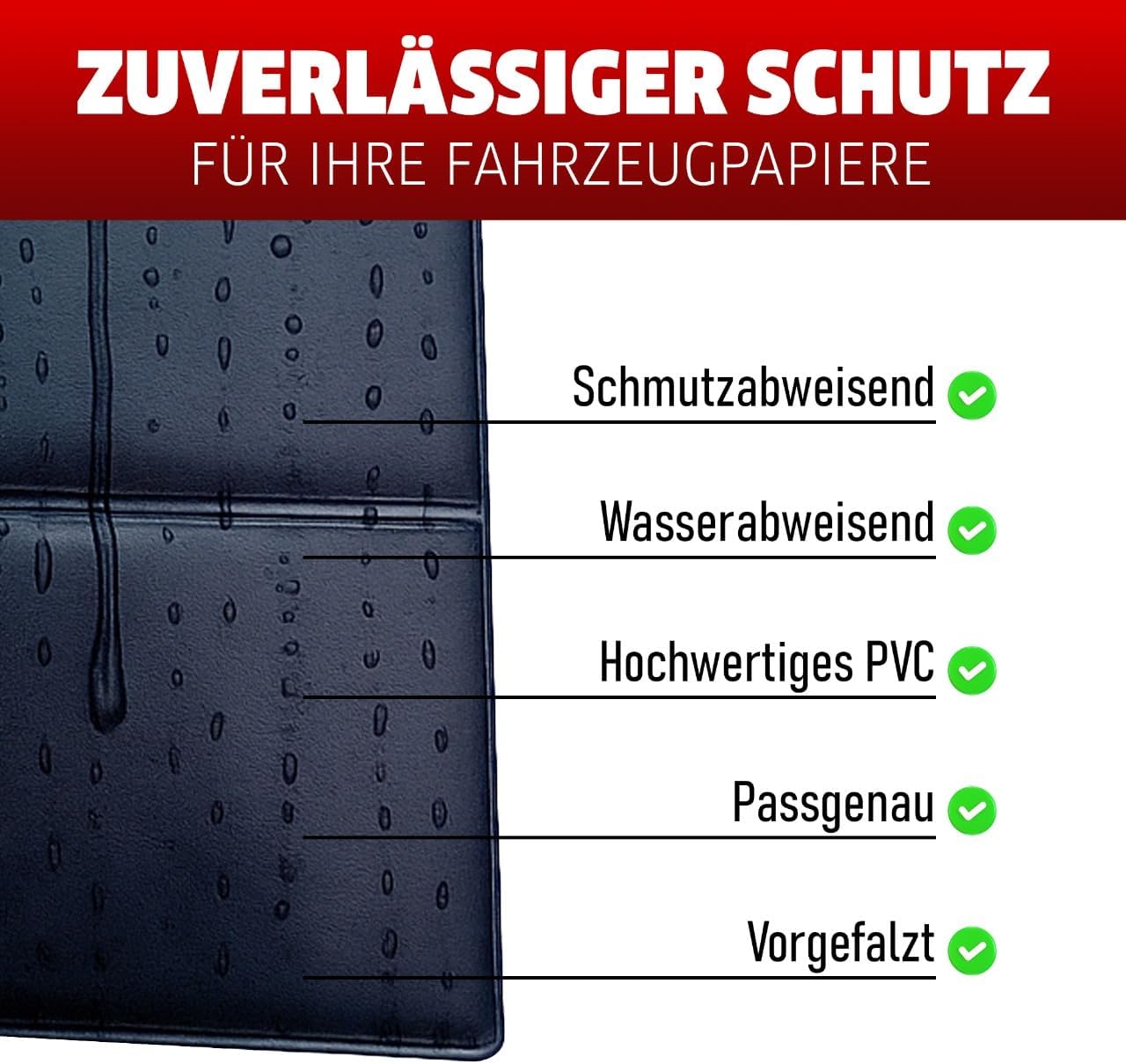 Fahrzeugscheinhüllen 5er Pack Schwarz – 4-Fach Dokumentenmappe mit 2 Kartenfächern