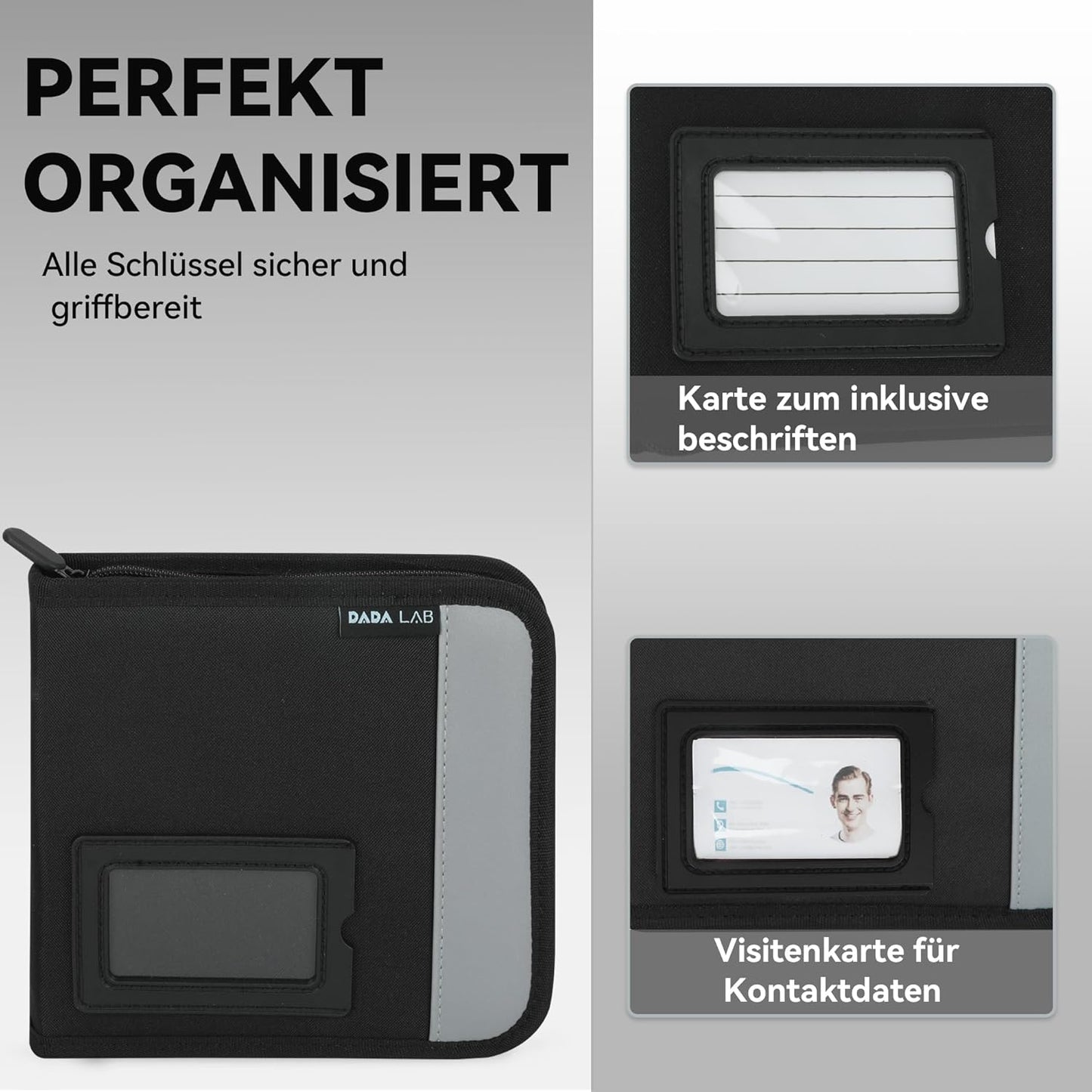 Schlüsselmappe für 10 Schlüssel – Schlüssel Organizer mit Klickverschluss