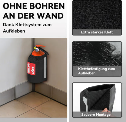 Feuerlöscher Tasche 1kg für Auto – KFZ Halterung mit Klettbefestigung
