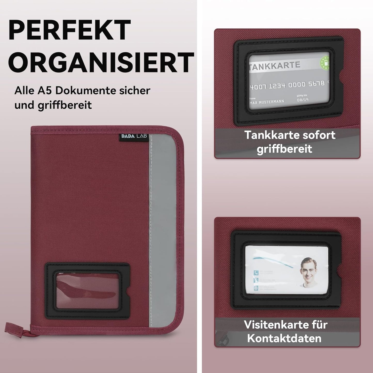 Fahrzeugmappe A5 – Handschuhfach Organizer Auto mit 4 Fächern